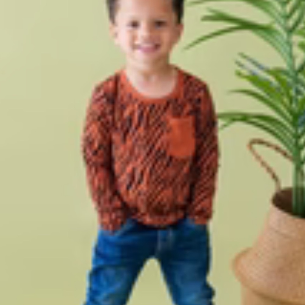 Kyte Baby Long Sleeve Toddler Crew Neck Tee in
Rust Tiger